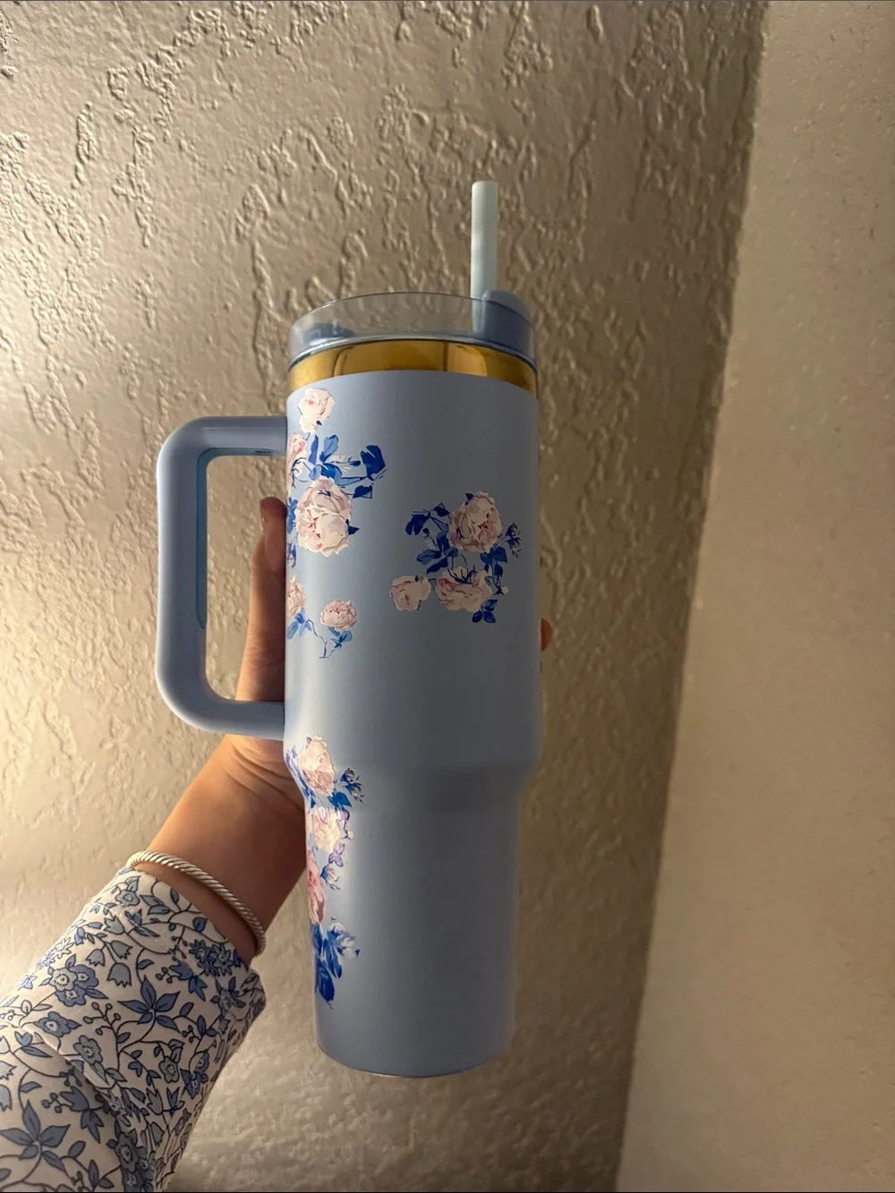 Love Shack Fancy x Stanley Light Blue Floral Insulated Cup